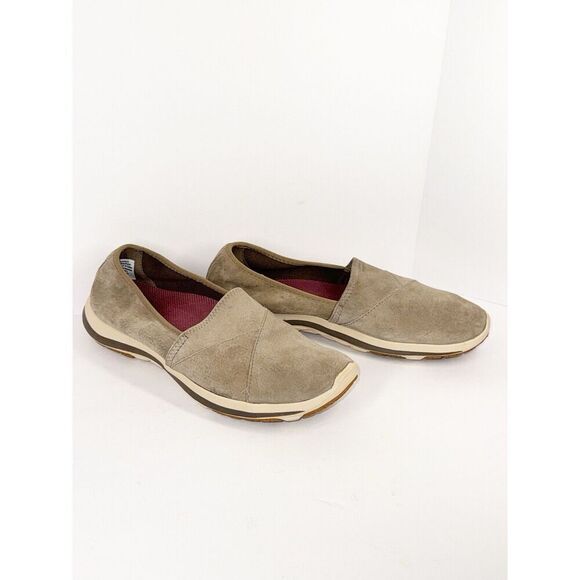 LL Bean Slip On Shoes Back Cove Stretch Nubuck Leather Comfort Outdoor Beige 8 - Picture 6 of 13